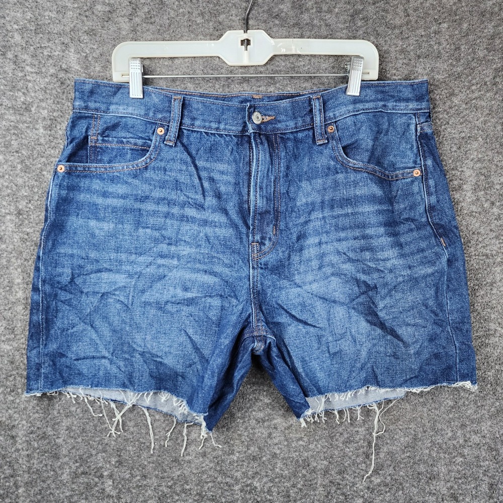 Old Navy Denim Shorts Womens 14 Blue Raw Hem High‎ Rise 100% Cotton Cutoffs